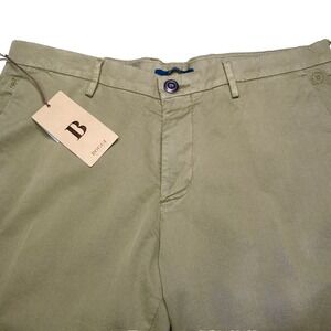 NEW Boggi Milano Chino Pants 36 Cotton Spandex Olive Green Flat Front